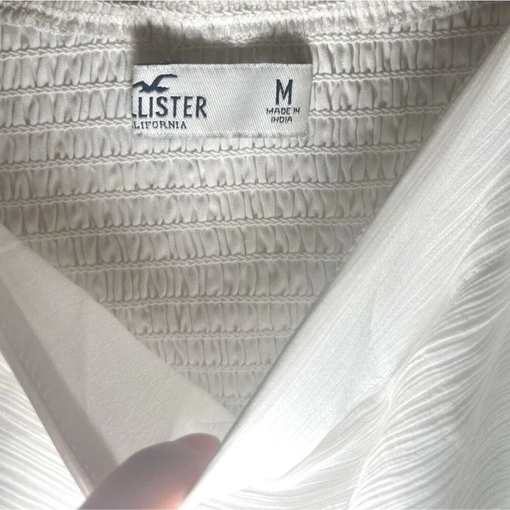 Hollister White Cream Chiffon Square Long Sleeve Crop Top Blouse Medium M Fairy - Picture 3 of 7